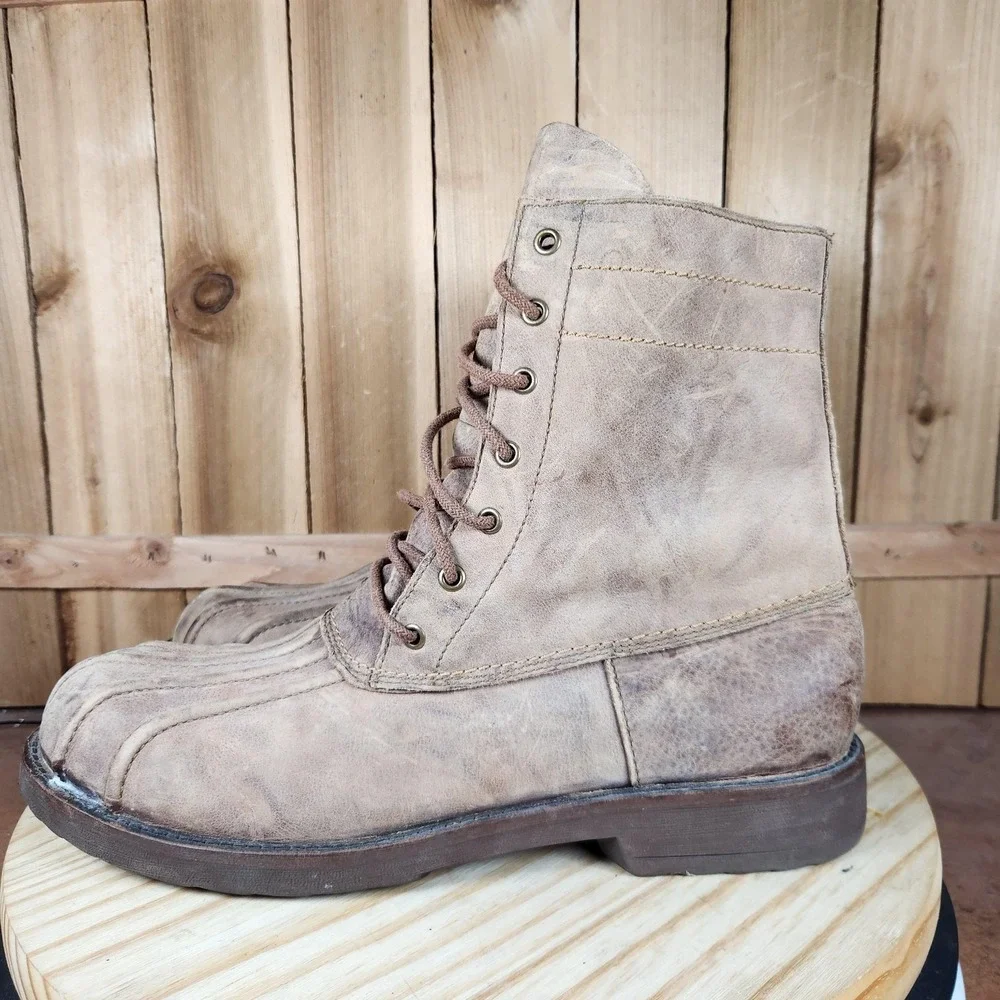 Bed Stu Colonial Duck Boots Mens 13 Brown‎ Leather Lace Up Work Outdoor Winter